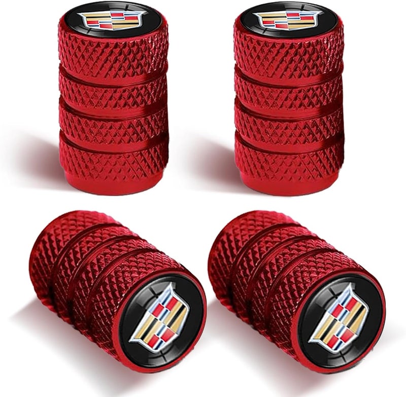 Comburvo 4Pcs Automobile Tire Valve Stem Covers, Corrosion-Resistant Tire Suitable for Cadillac ATS CTS EXT SRX XTS XLR Sedan ELR Series Vehicles and Other Motor Vehicles Tire Valve Cap Covers Red - Image 1